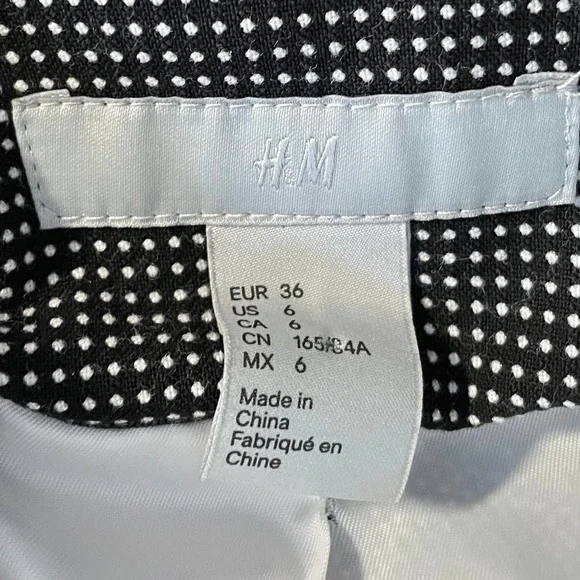H&M Black White Dot Ruched Open Blazer Jacket 6 - Picture 4 of 6